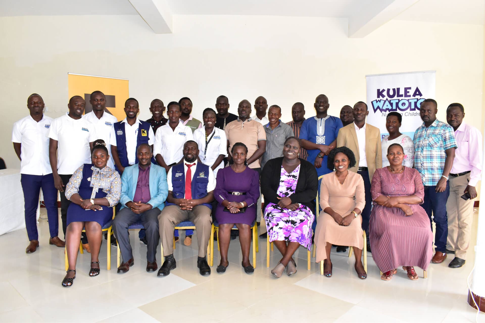 Kulea Watoto consortium partners and Kyegegwa district leaders pose for a group photo after project review meeting. Review meetings are an important channel to assess project progress.