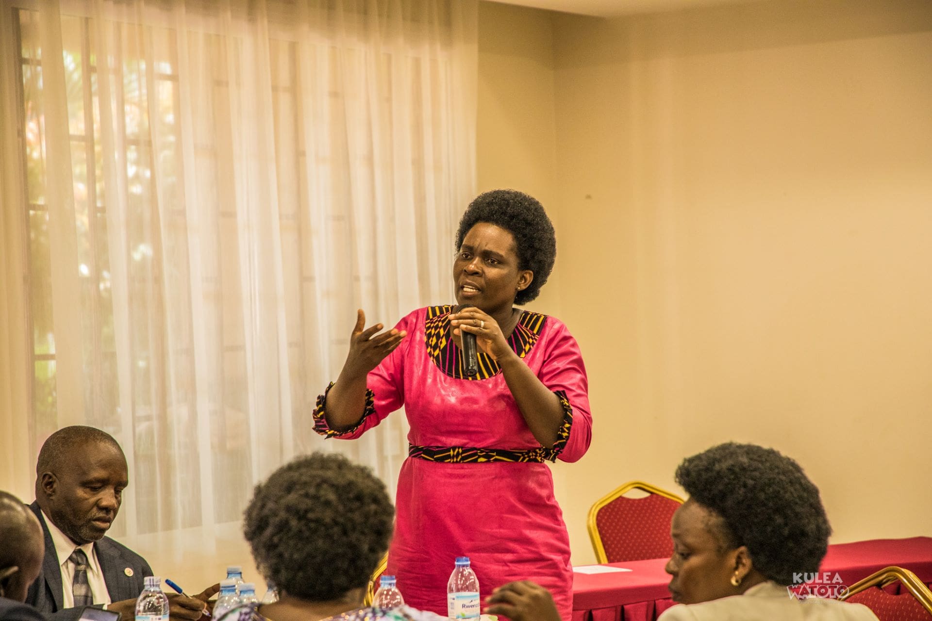 Hon. Margaret Makhoha, Chairperson of the Uganda Parliamentary Forum on Children and counterparts including Hon. Sarah Opendi, Hon. Ssewuungu Gonzaga react to the issue paper ‘Why the Government of Uganda Needs to Prioritize Early Childhood Development’ that was presented by a team from Kulea Watoto