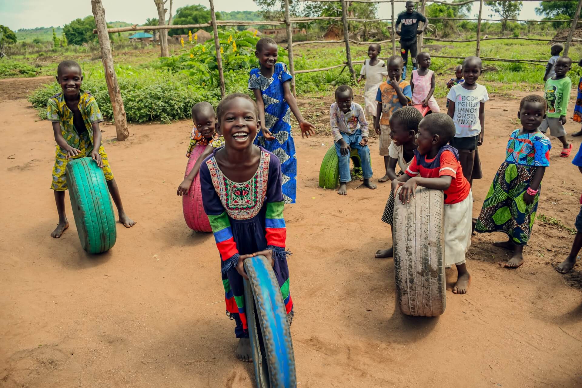 Children take time off to play at Limika Home Learning Center. The center provided space for children in the under-served communities to learn and play and have the best start in life. 