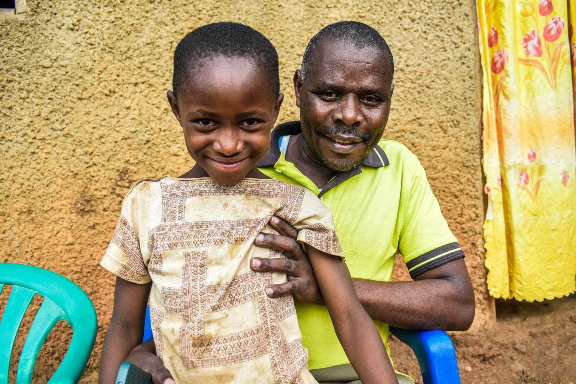 Ngonga Mbonigaba and daughter Cynthia. Ngonga is grateful for Kulea Watoto’s support, helping families send kids to school and start income-generating activities.