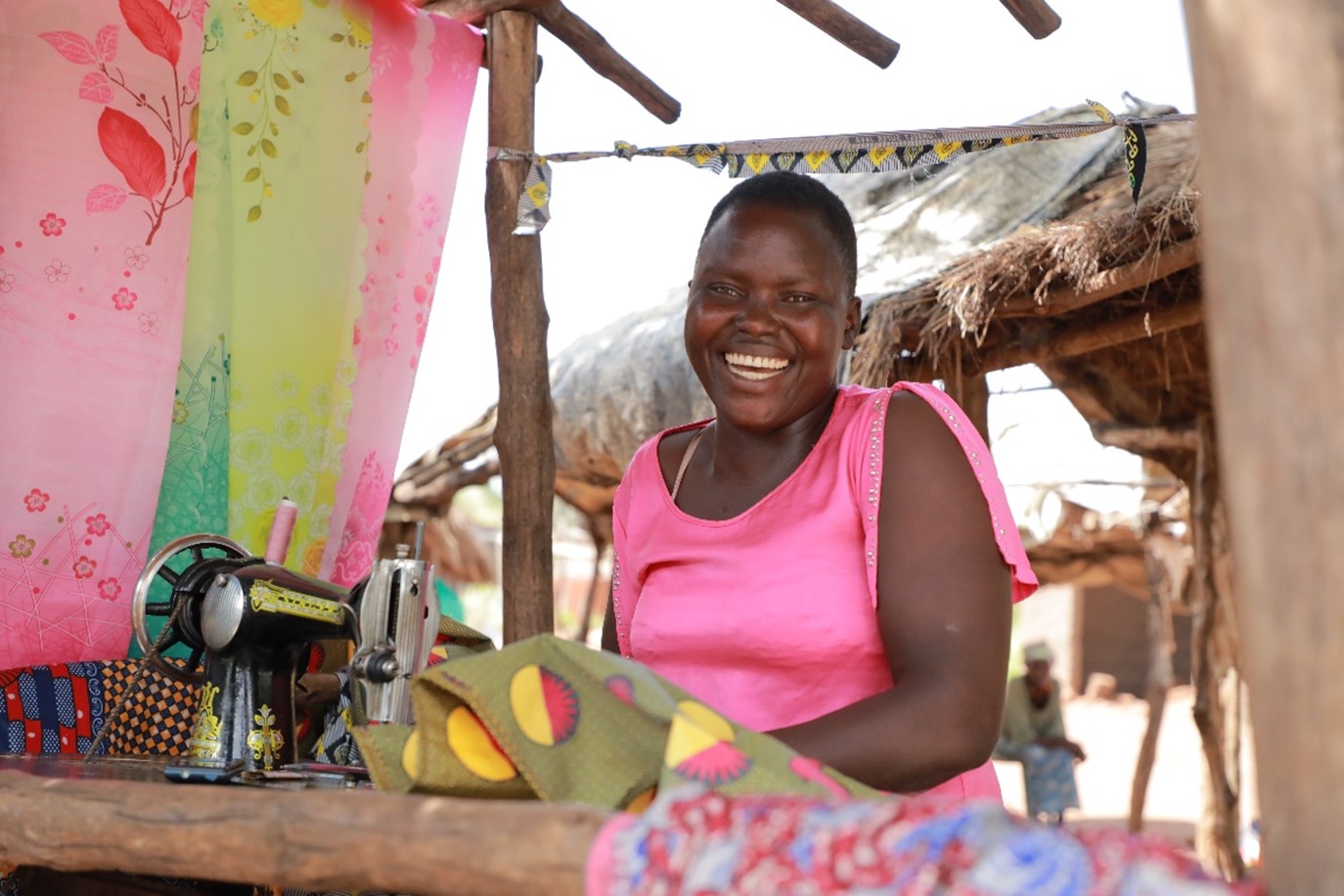 Thanks to the Kulea Watoto Project, Harriet has also been given chance to employment after being employed by Rose to work at her sewing machine in Bidi Bidi Refugee Settlement